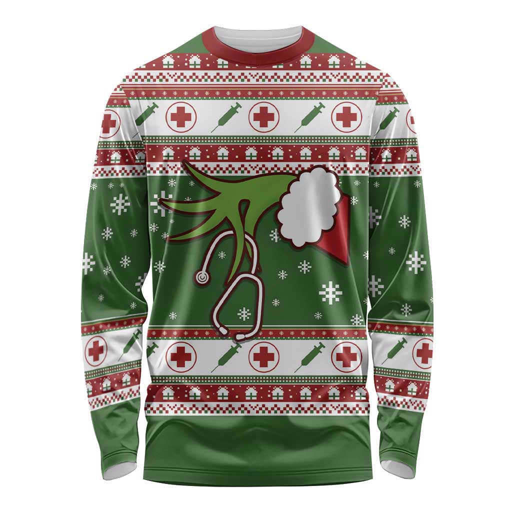 Nurse Long Sleeve Shirt Nurse Grinch Christmas DT04 - Wonder Print Shop