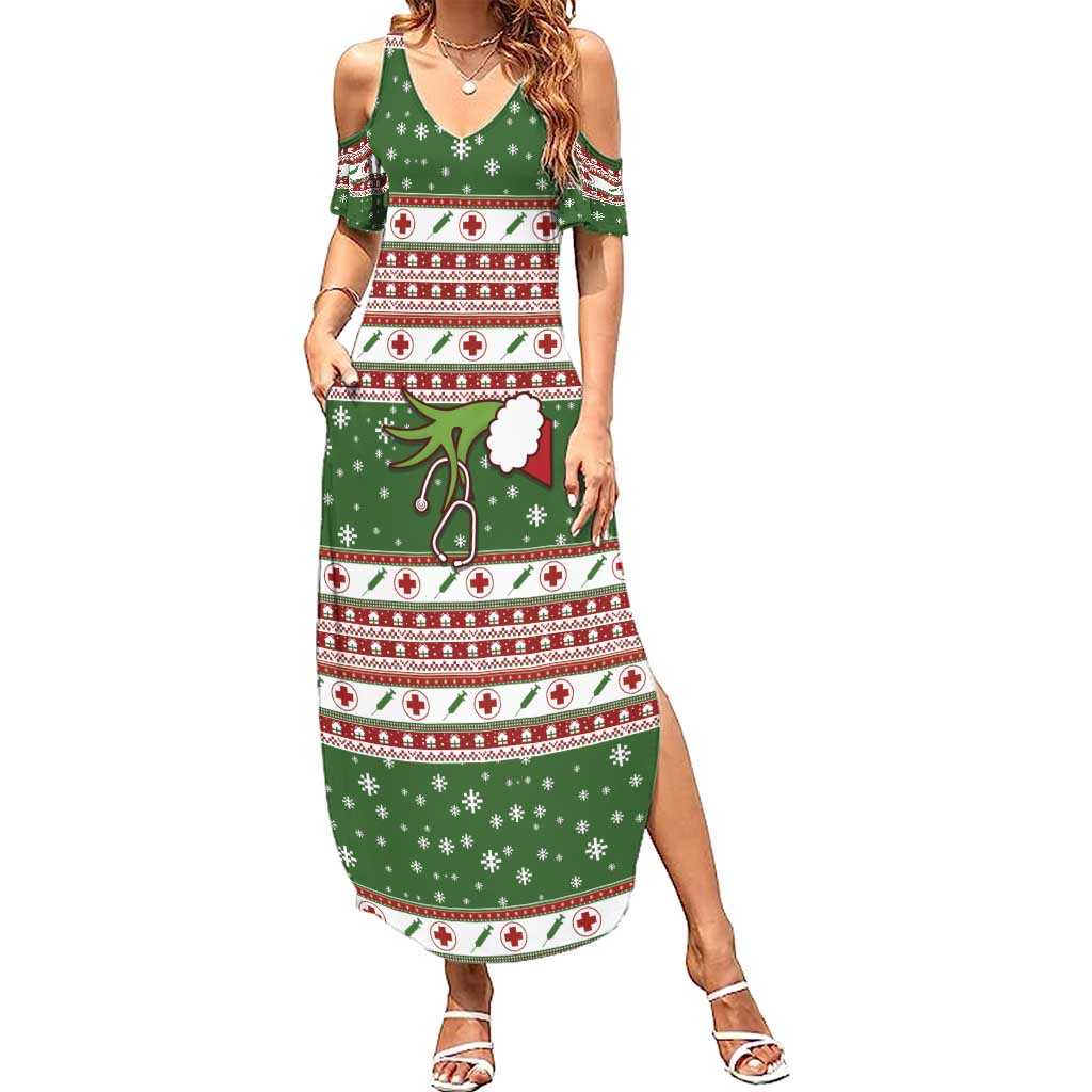 Nurse Summer Maxi Dress Nurse Grinch Christmas DT04 - Wonder Print Shop