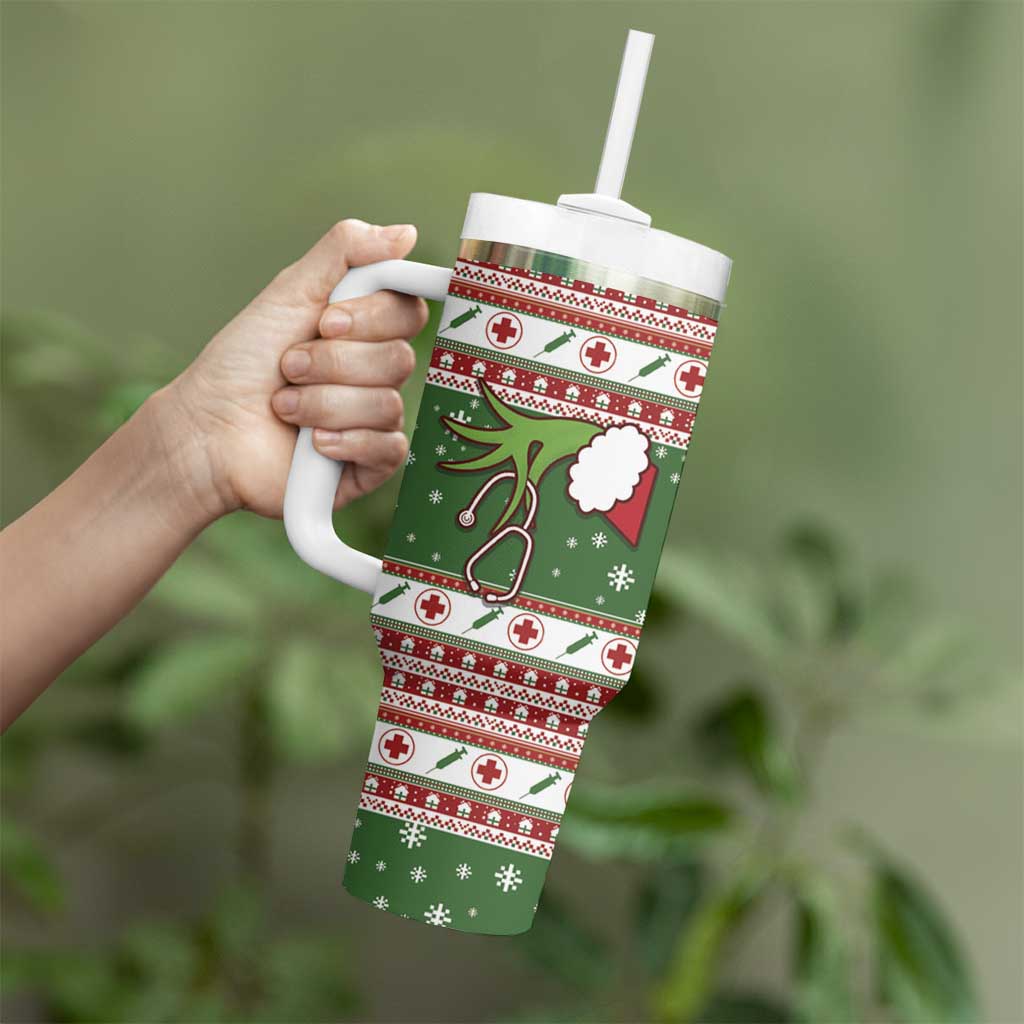 Nurse Tumbler With Handle Nurse Grinch Christmas DT04 - Wonder Print Shop