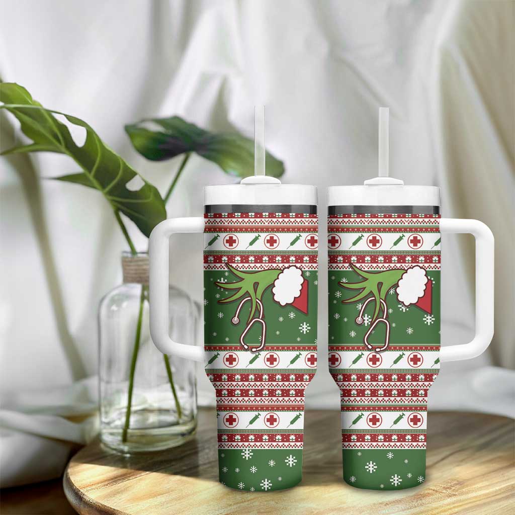 Nurse Tumbler With Handle Nurse Grinch Christmas DT04 - Wonder Print Shop