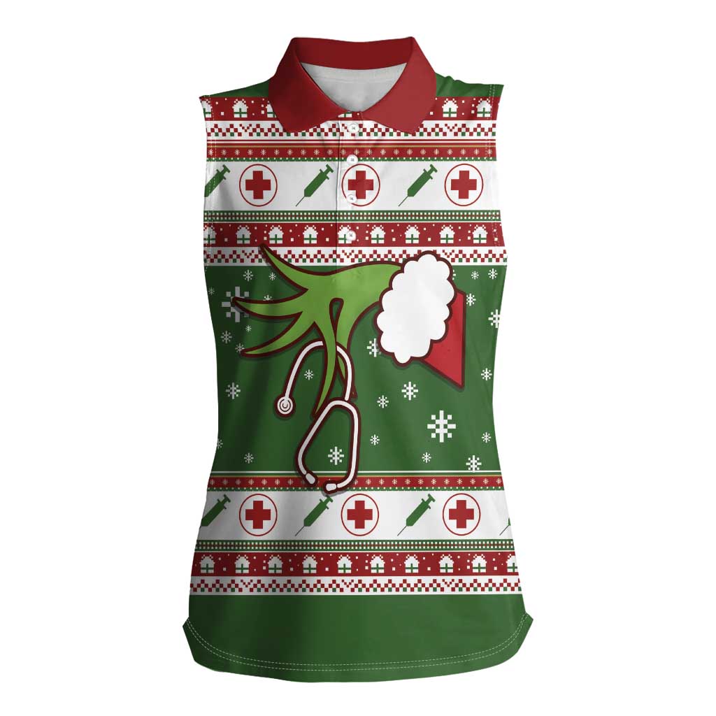 Nurse Women Sleeveless Polo Shirt Nurse Grinch Christmas DT04 - Wonder Print Shop