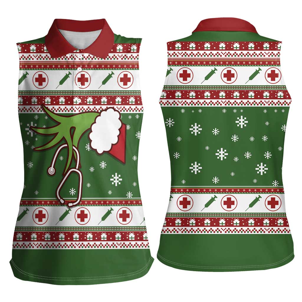 Nurse Women Sleeveless Polo Shirt Nurse Grinch Christmas DT04 - Wonder Print Shop