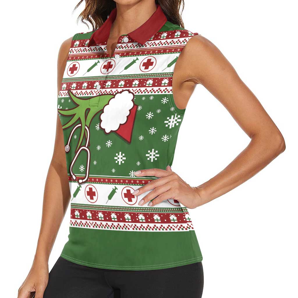 Nurse Women Sleeveless Polo Shirt Nurse Grinch Christmas DT04 - Wonder Print Shop
