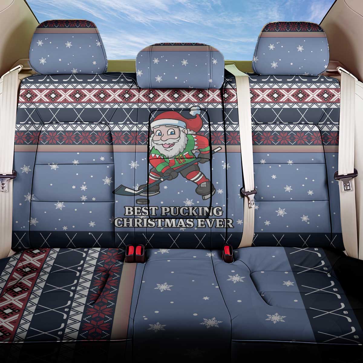 Santa Hockey Best Pucking Christmas Back Car Seat Cover DT04 - Wonder Print Shop