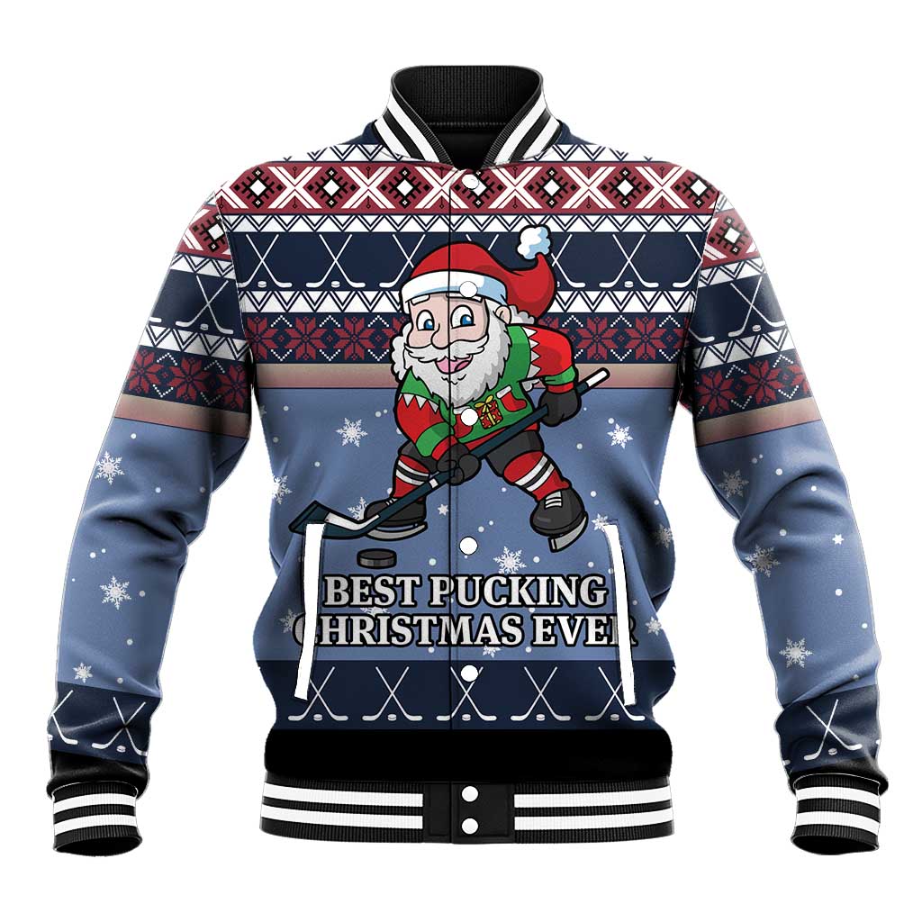 Santa Hockey Best Pucking Christmas Baseball Jacket DT04 - Wonder Print Shop