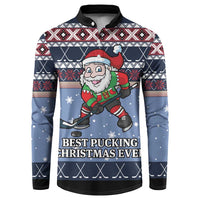 Santa Hockey Best Pucking Christmas Button Sweatshirt DT04 - Wonder Print Shop