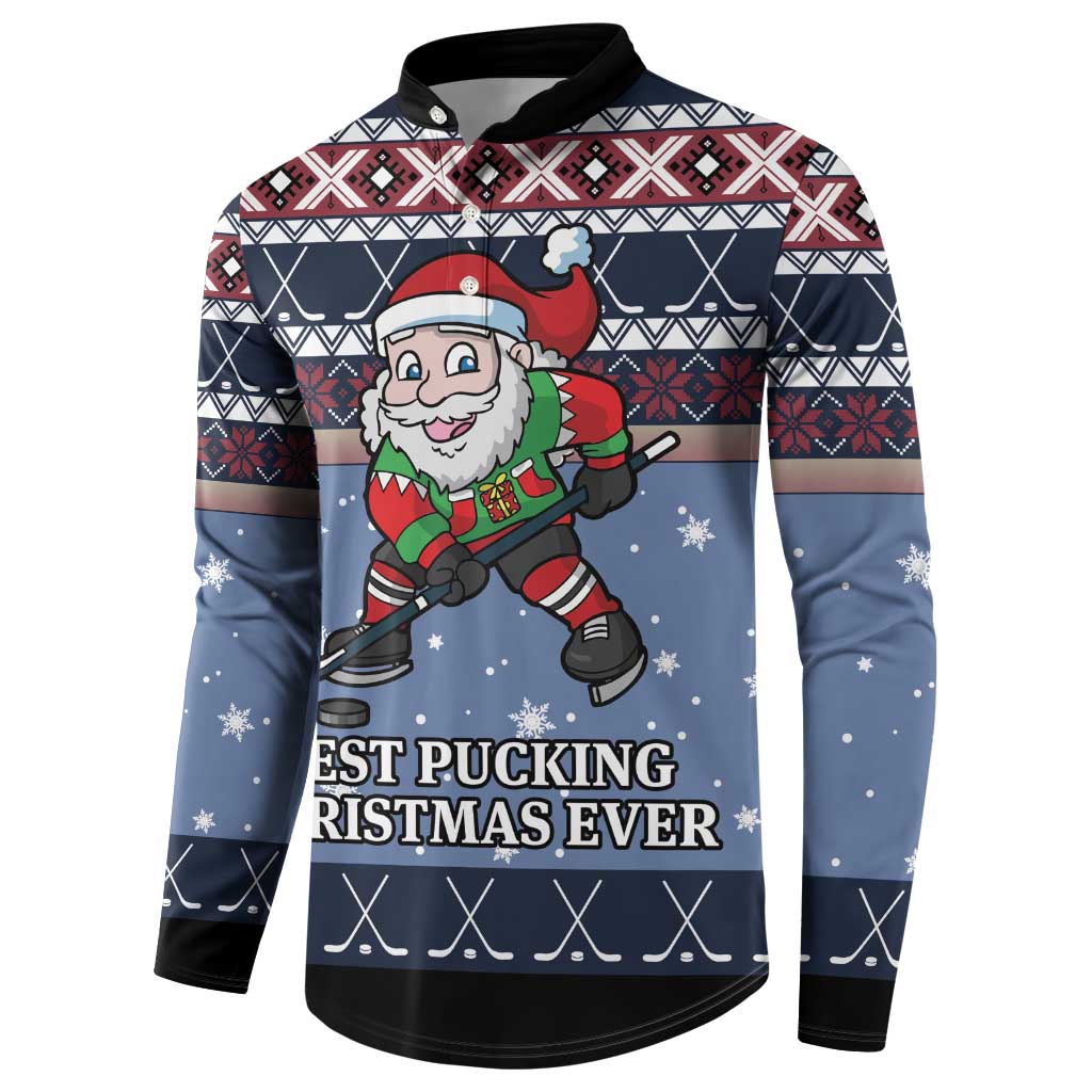Santa Hockey Best Pucking Christmas Button Sweatshirt DT04 - Wonder Print Shop