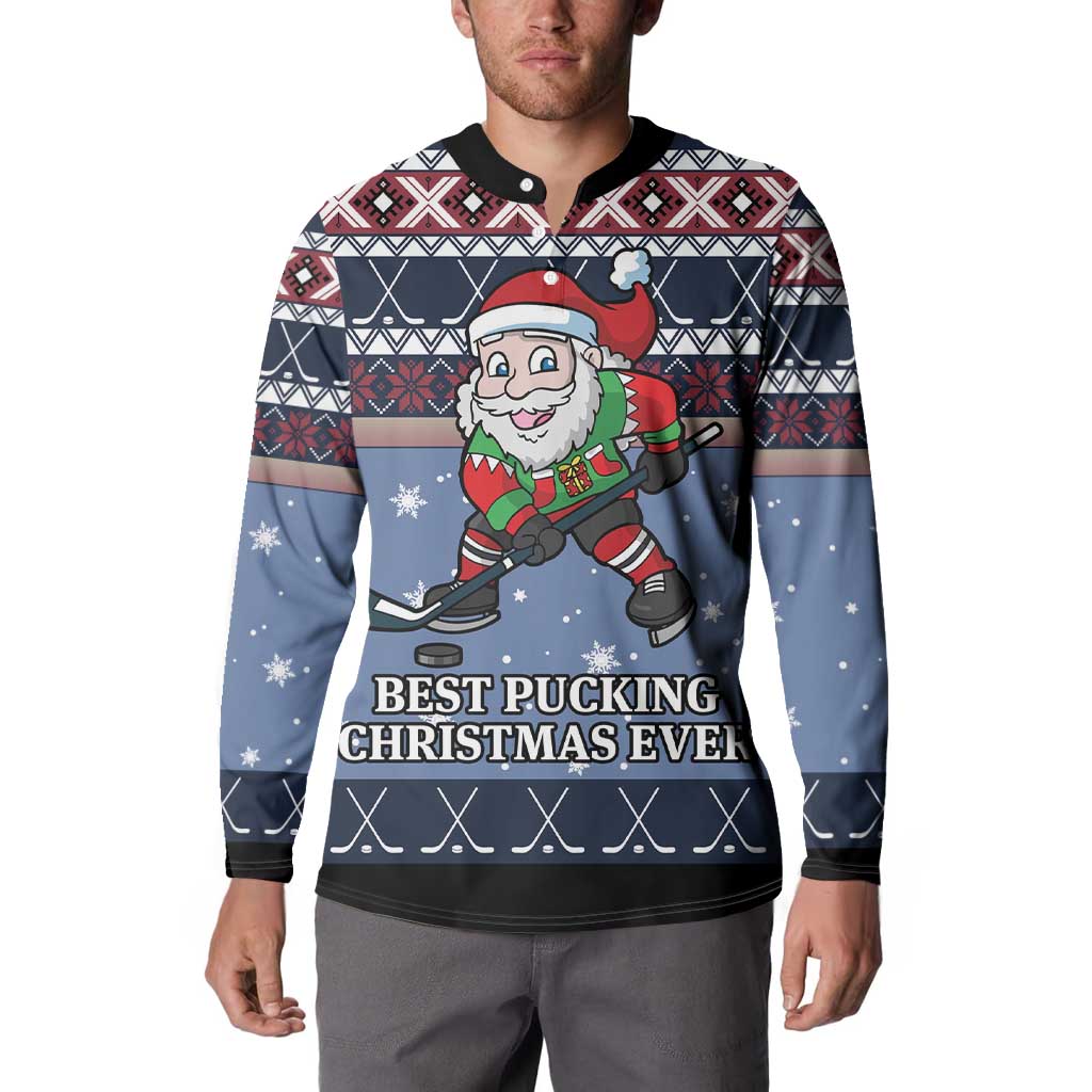 Santa Hockey Best Pucking Christmas Button Sweatshirt DT04 - Wonder Print Shop