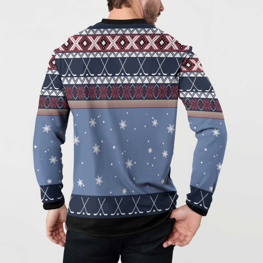 Santa Hockey Best Pucking Christmas Button Sweatshirt DT04 - Wonder Print Shop