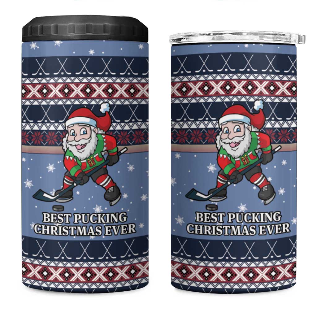 Santa Hockey Best Pucking Christmas 4 in 1 Can Cooler Tumbler DT04 - Wonder Print Shop