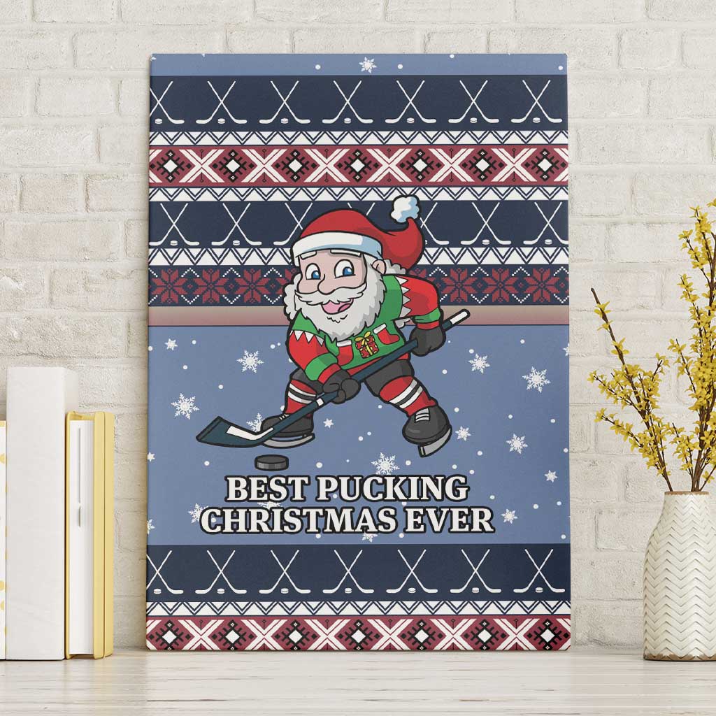 Santa Hockey Best Pucking Christmas Canvas Wall Art DT04 - Wonder Print Shop
