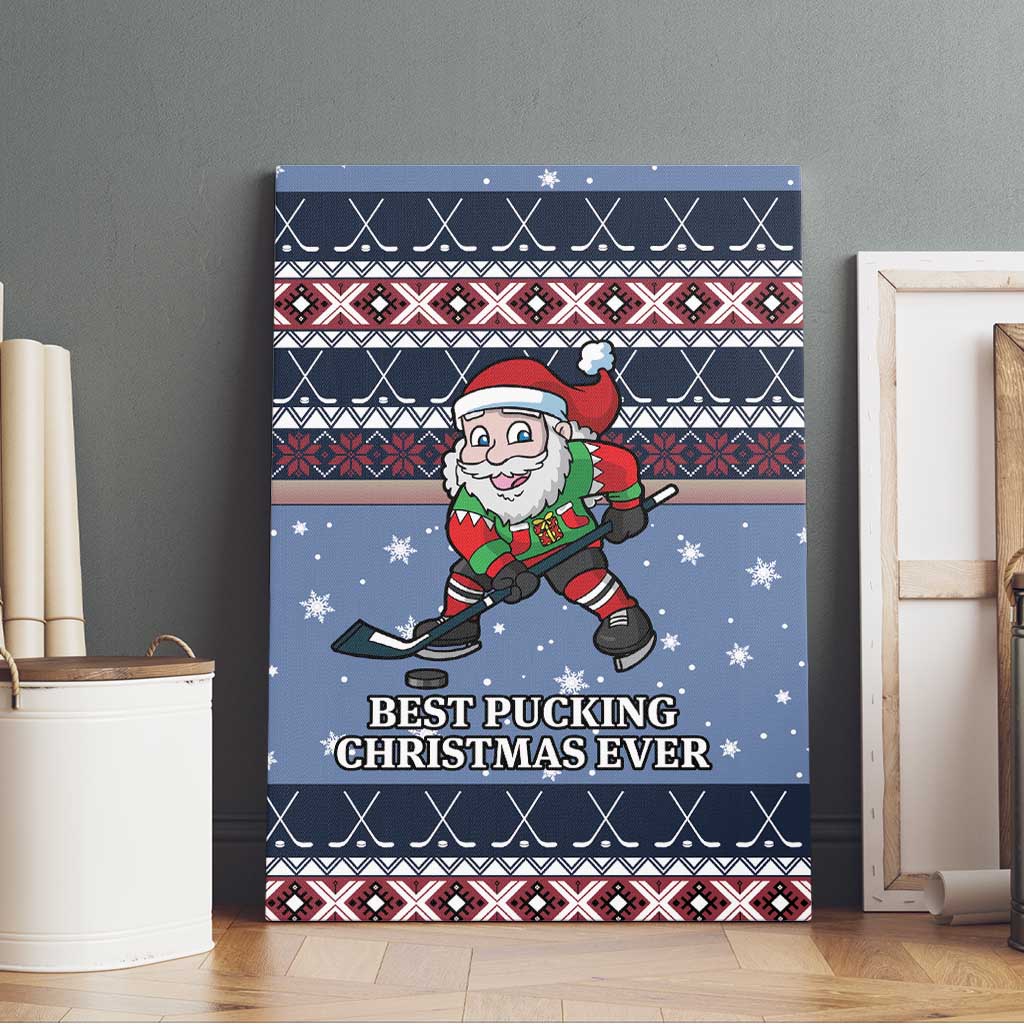 Santa Hockey Best Pucking Christmas Canvas Wall Art DT04 - Wonder Print Shop