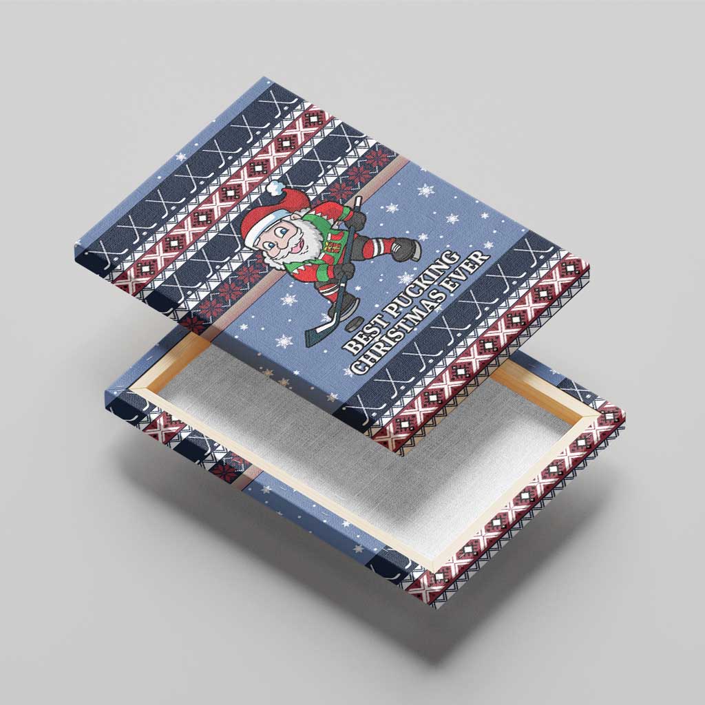 Santa Hockey Best Pucking Christmas Canvas Wall Art DT04 - Wonder Print Shop