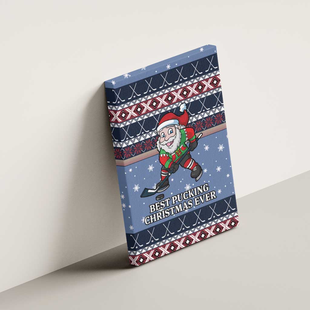 Santa Hockey Best Pucking Christmas Canvas Wall Art DT04 - Wonder Print Shop