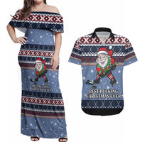 Santa Hockey Best Pucking Christmas Couples Matching Off Shoulder Maxi Dress and Hawaiian Shirt DT04 - Wonder Print Shop