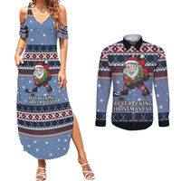 Santa Hockey Best Pucking Christmas Couples Matching Summer Maxi Dress and Long Sleeve Button Shirt DT04 - Wonder Print Shop
