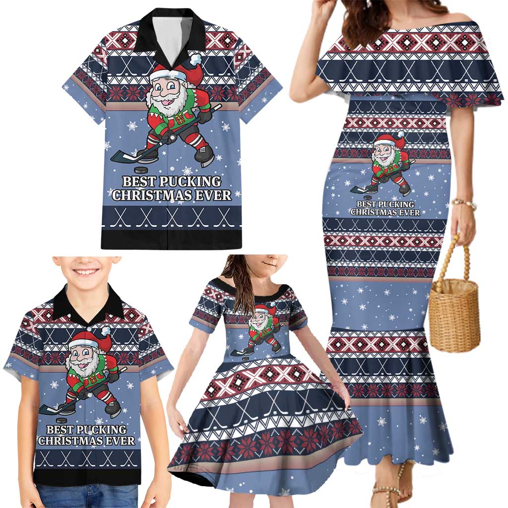 Santa Hockey Best Pucking Christmas Family Matching Mermaid Dress and Hawaiian Shirt DT04 - Wonder Print Shop