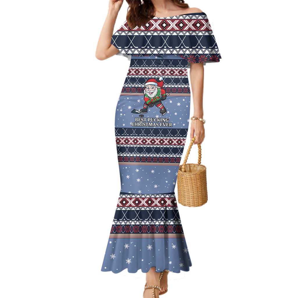 Santa Hockey Best Pucking Christmas Family Matching Mermaid Dress and Hawaiian Shirt DT04 - Wonder Print Shop