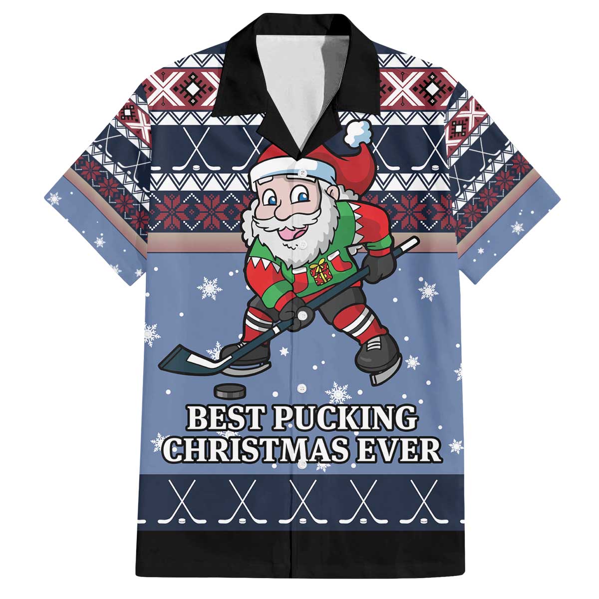Santa Hockey Best Pucking Christmas Family Matching Off The Shoulder Long Sleeve Dress and Hawaiian Shirt DT04 - Wonder Print Shop