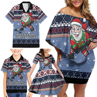 Santa Hockey Best Pucking Christmas Family Matching Off Shoulder Short Dress and Hawaiian Shirt DT04 - Wonder Print Shop