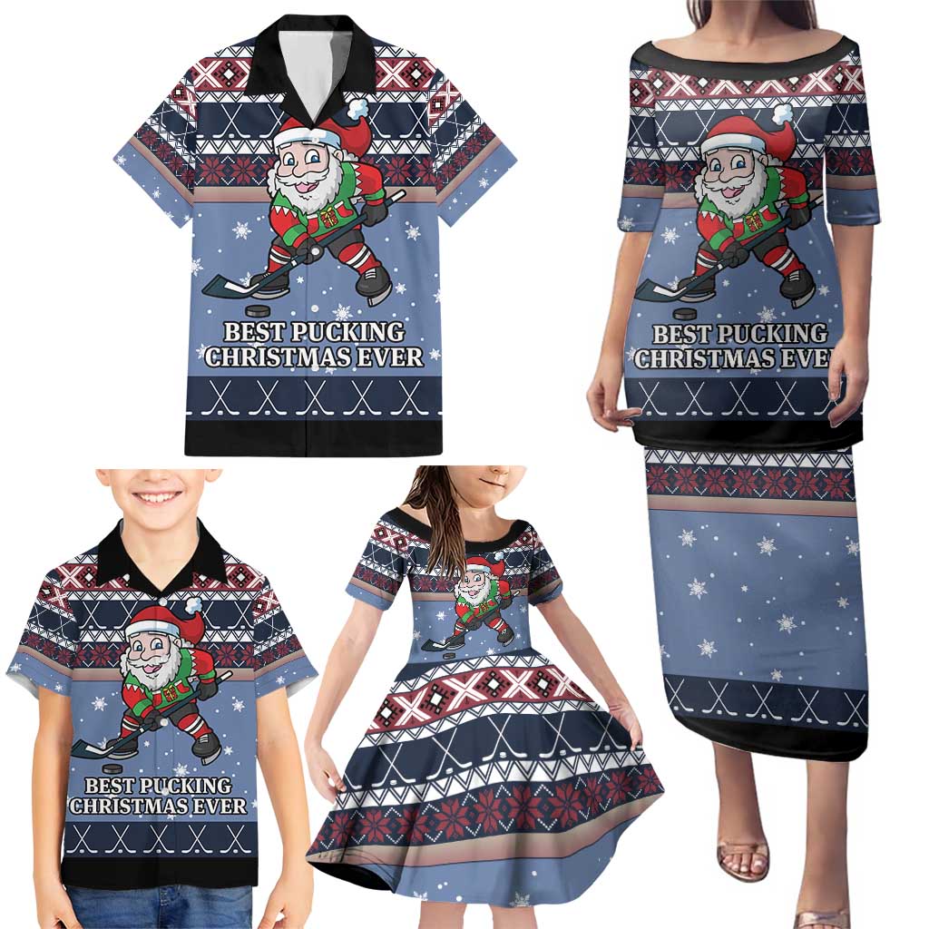 Santa Hockey Best Pucking Christmas Family Matching Puletasi and Hawaiian Shirt DT04 - Wonder Print Shop