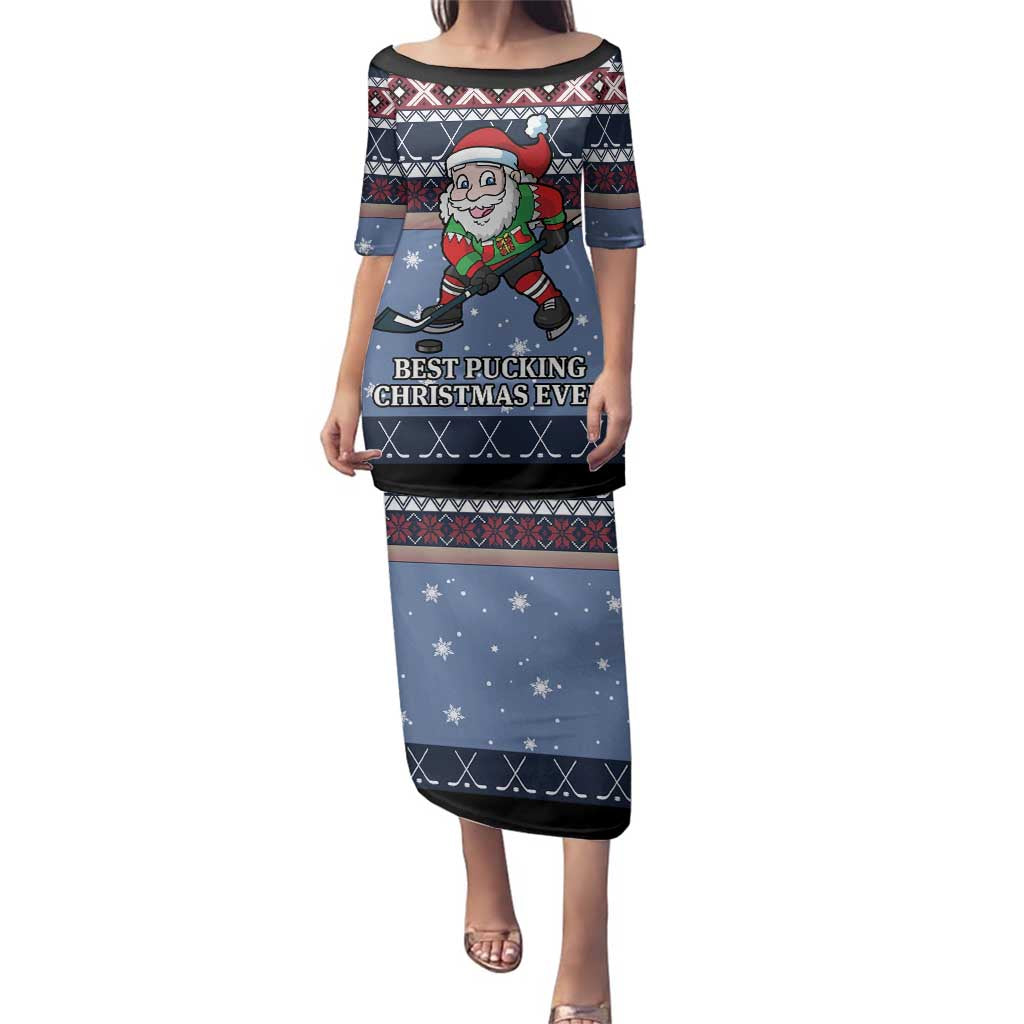 Santa Hockey Best Pucking Christmas Family Matching Puletasi and Hawaiian Shirt DT04 - Wonder Print Shop