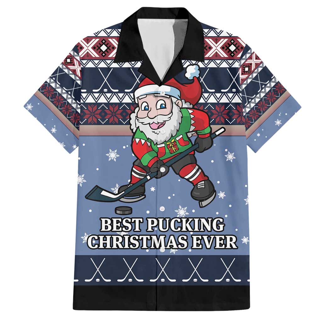 Santa Hockey Best Pucking Christmas Family Matching Short Sleeve Bodycon Dress and Hawaiian Shirt DT04 - Wonder Print Shop