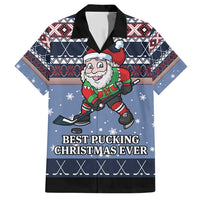 Santa Hockey Best Pucking Christmas Family Matching Short Sleeve Bodycon Dress and Hawaiian Shirt DT04 - Wonder Print Shop