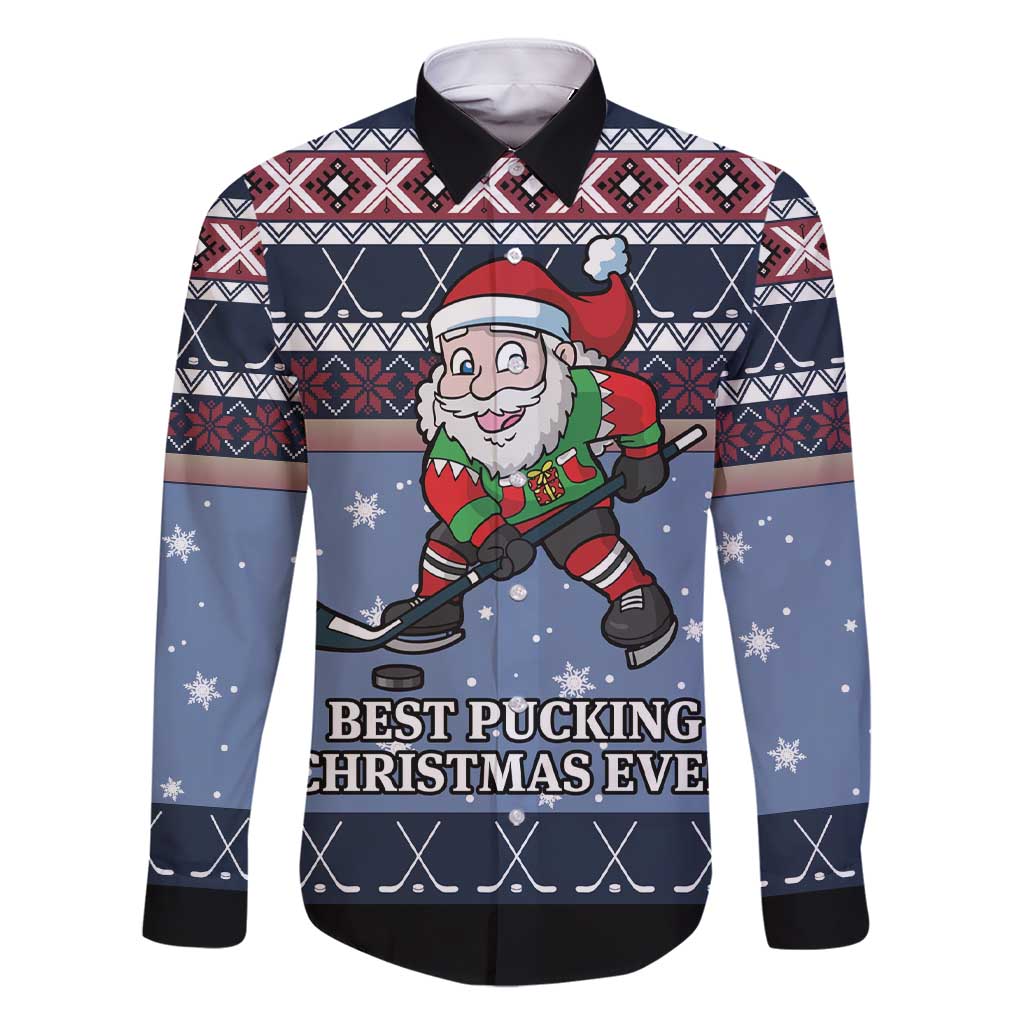 Santa Hockey Best Pucking Christmas Family Matching Short Sleeve Bodycon Dress and Hawaiian Shirt DT04 - Wonder Print Shop