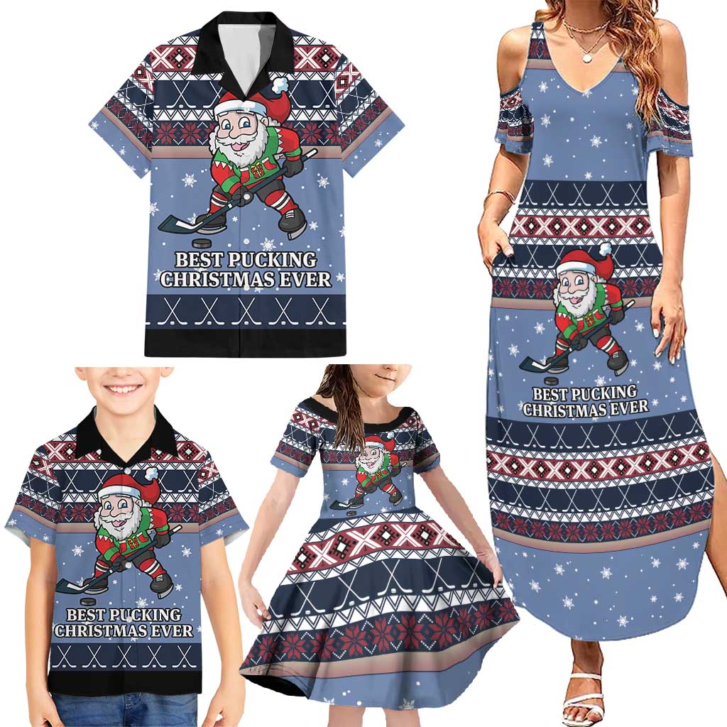 Santa Hockey Best Pucking Christmas Family Matching Summer Maxi Dress and Hawaiian Shirt DT04 - Wonder Print Shop