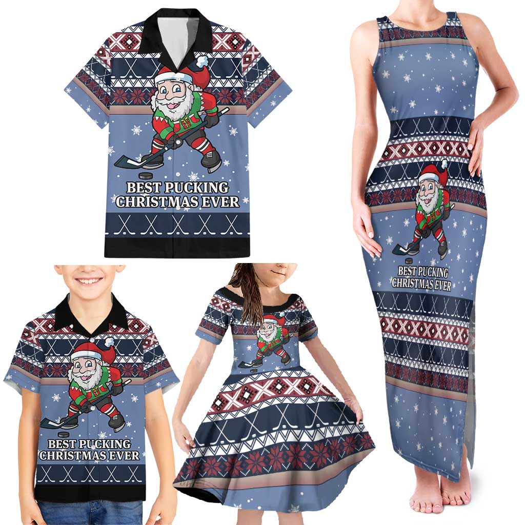 Santa Hockey Best Pucking Christmas Family Matching Tank Maxi Dress and Hawaiian Shirt DT04 - Wonder Print Shop