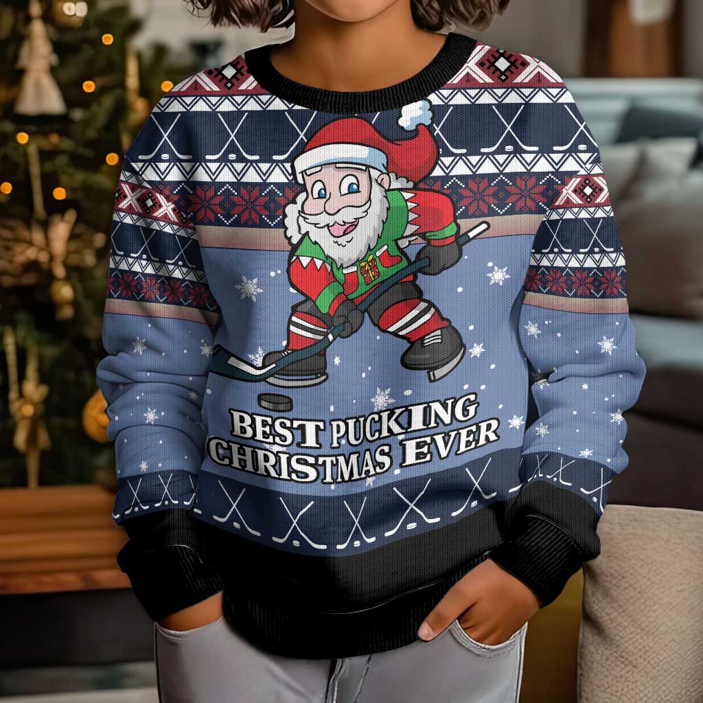 Santa Hockey Best Pucking Christmas Kid Ugly Christmas Sweater DT04 - Wonder Print Shop