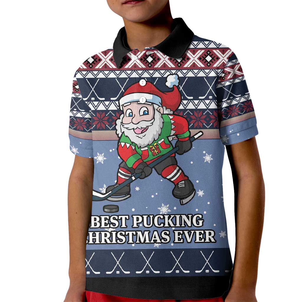 Santa Hockey Best Pucking Christmas Kid Polo Shirt DT04 - Wonder Print Shop