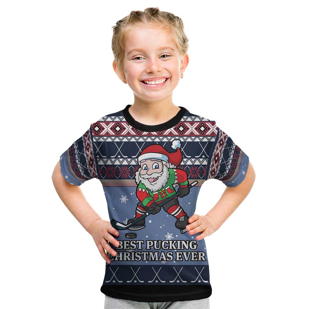 Santa Hockey Best Pucking Christmas Kid T Shirt DT04 - Wonder Print Shop