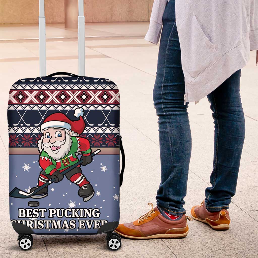 Santa Hockey Best Pucking Christmas Luggage Cover DT04 - Wonder Print Shop