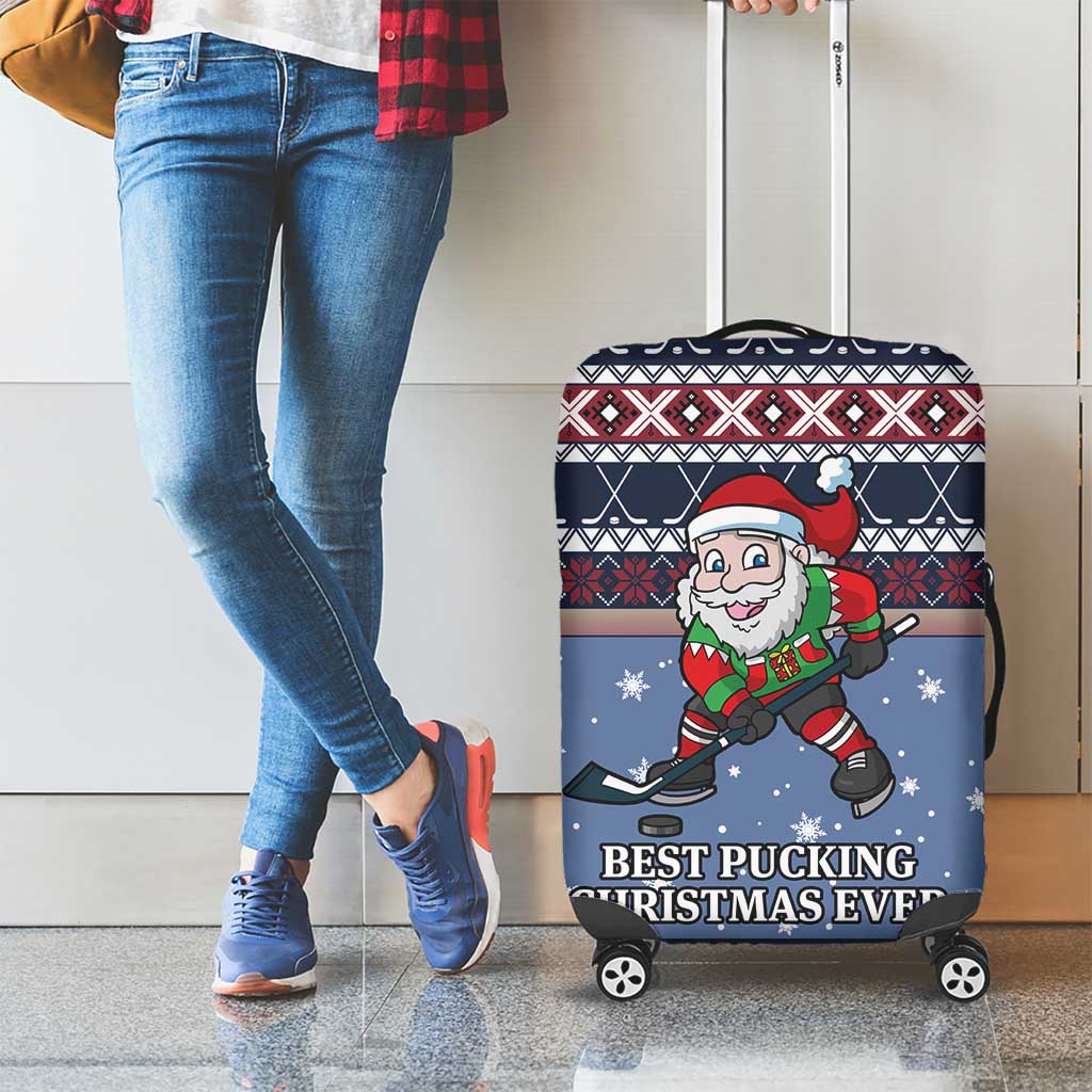 Santa Hockey Best Pucking Christmas Luggage Cover DT04 - Wonder Print Shop