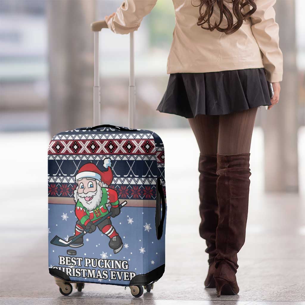 Santa Hockey Best Pucking Christmas Luggage Cover DT04 - Wonder Print Shop