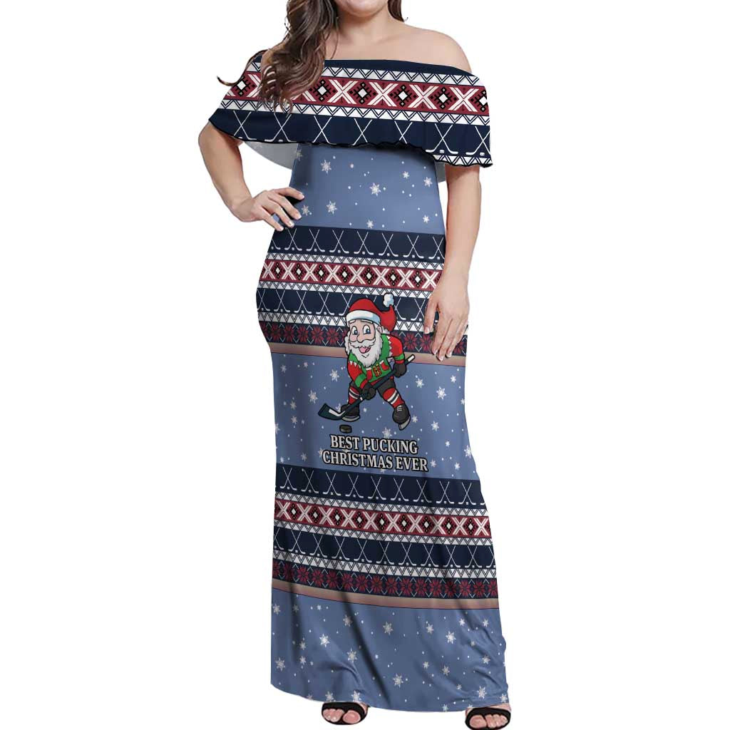 Santa Hockey Best Pucking Christmas Off Shoulder Maxi Dress DT04 - Wonder Print Shop