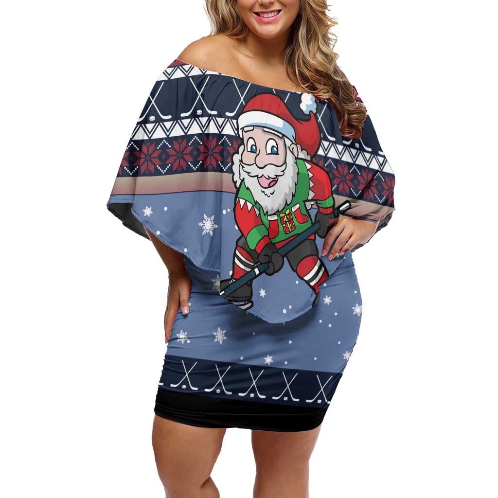 Santa Hockey Best Pucking Christmas Off Shoulder Short Dress DT04 - Wonder Print Shop
