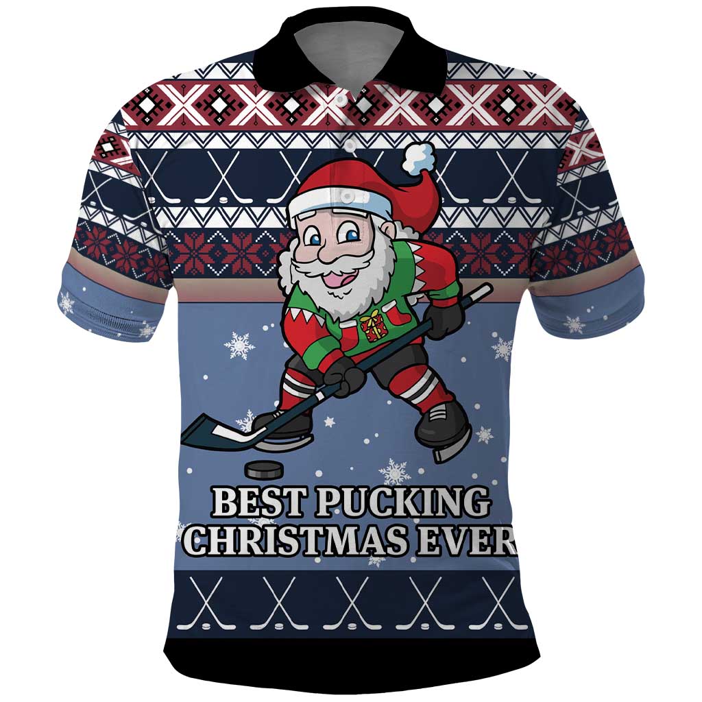 Santa Hockey Best Pucking Christmas Polo Shirt DT04 - Wonder Print Shop