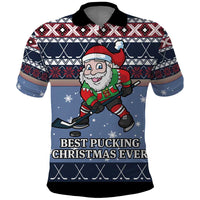 Santa Hockey Best Pucking Christmas Polo Shirt DT04 - Wonder Print Shop