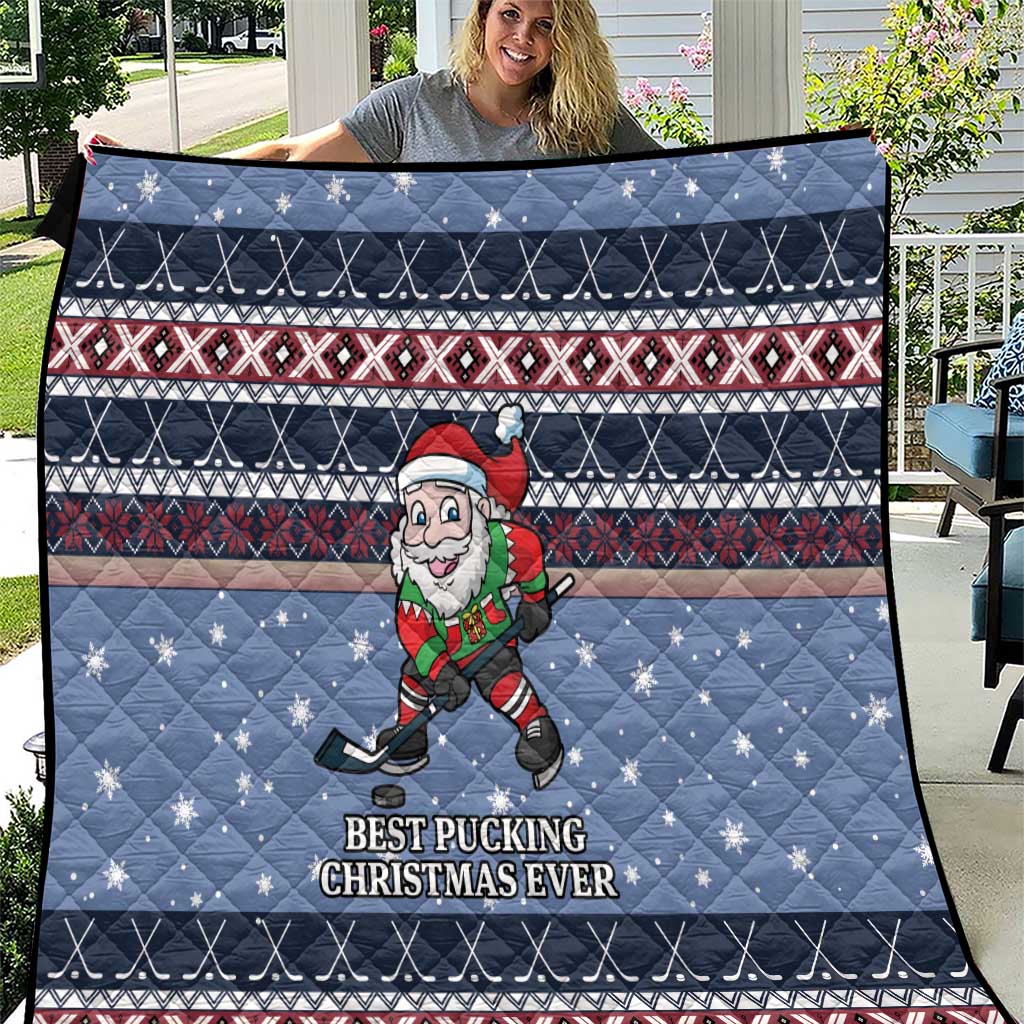 Santa Hockey Best Pucking Christmas Quilt DT04 - Wonder Print Shop