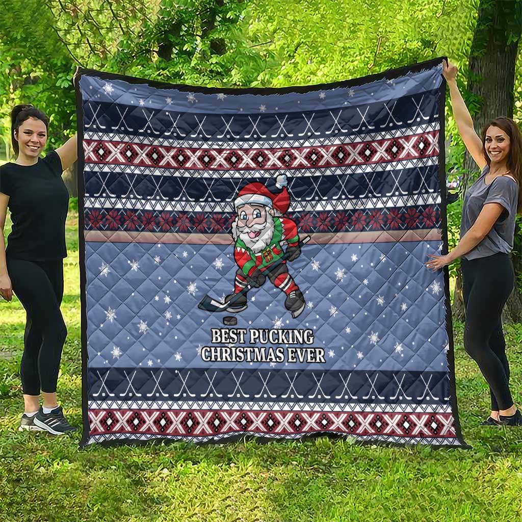 Santa Hockey Best Pucking Christmas Quilt DT04 - Wonder Print Shop
