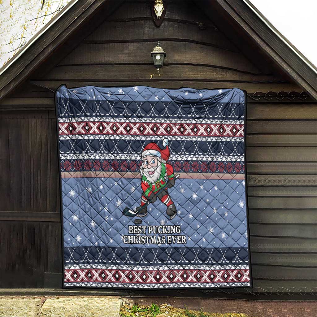 Santa Hockey Best Pucking Christmas Quilt DT04 - Wonder Print Shop