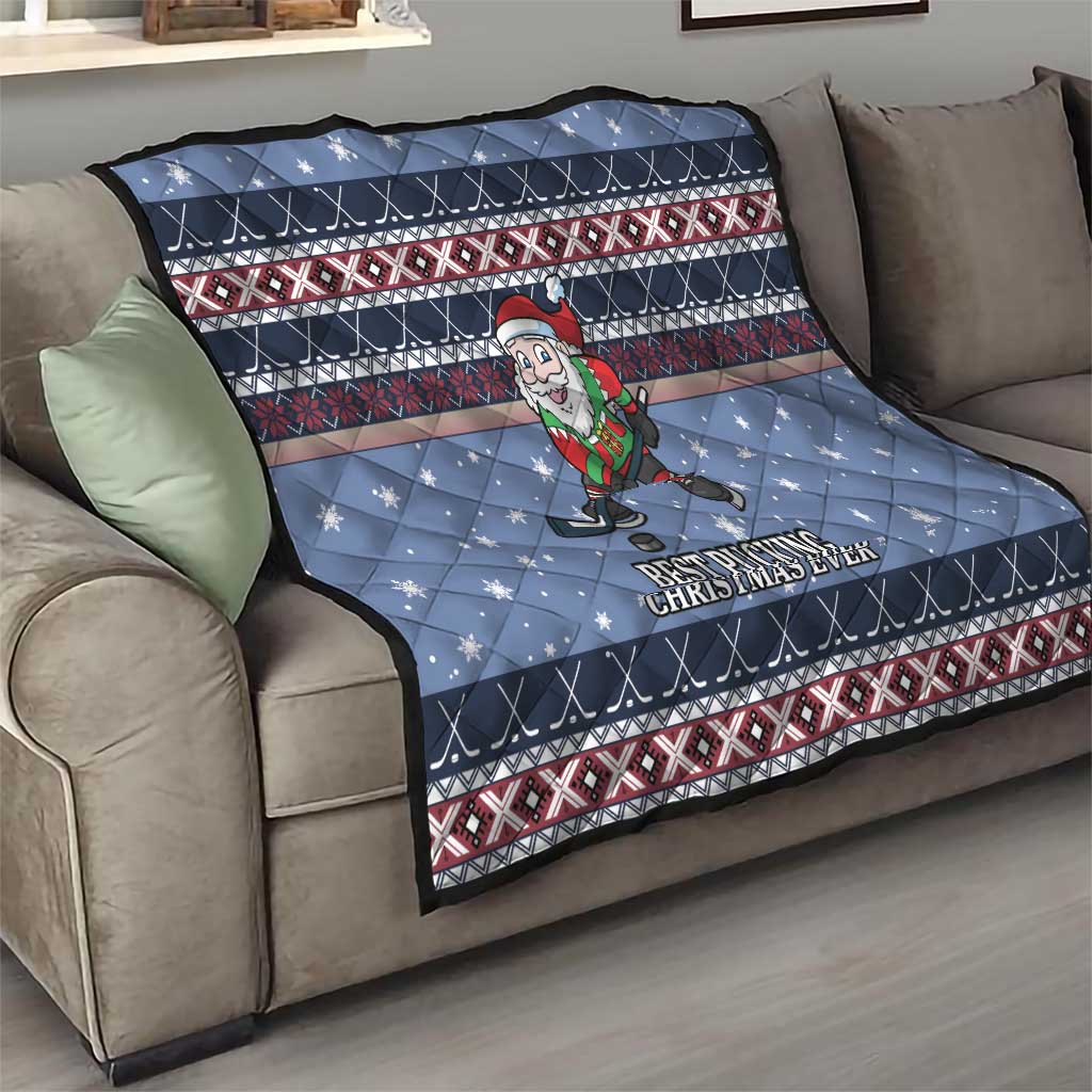 Santa Hockey Best Pucking Christmas Quilt DT04 - Wonder Print Shop