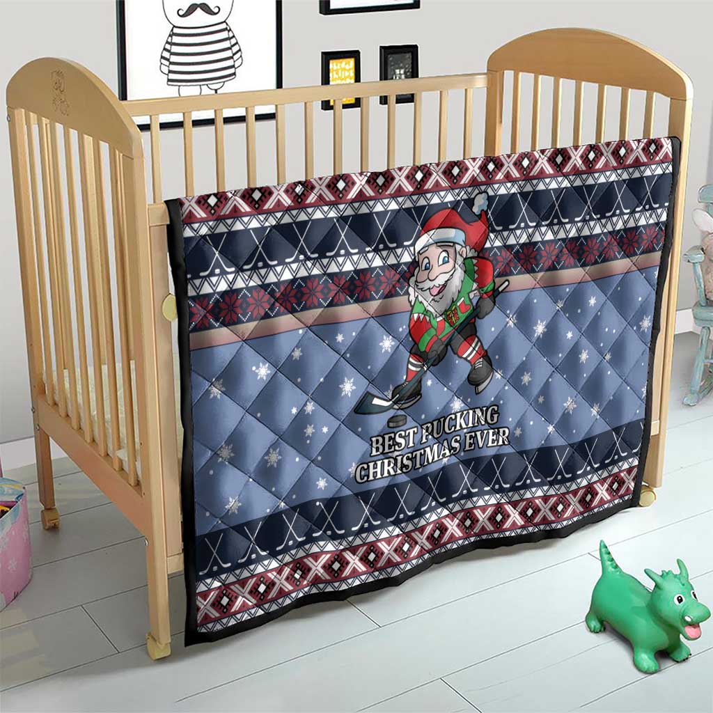 Santa Hockey Best Pucking Christmas Quilt DT04 - Wonder Print Shop