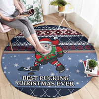 Santa Hockey Best Pucking Christmas Round Carpet