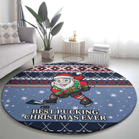 Santa Hockey Best Pucking Christmas Round Carpet