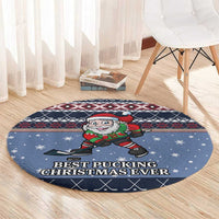 Santa Hockey Best Pucking Christmas Round Carpet