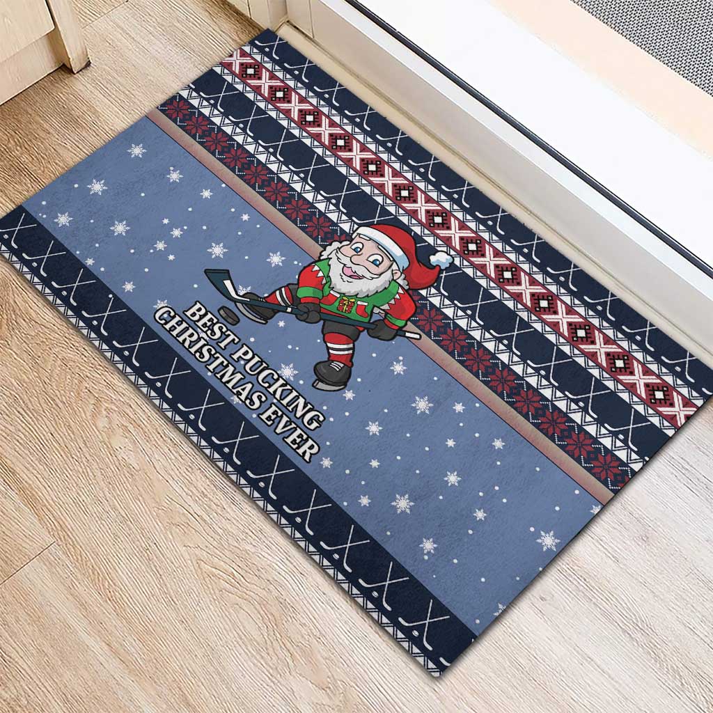 Santa Hockey Best Pucking Christmas Rubber Doormat DT04 - Wonder Print Shop